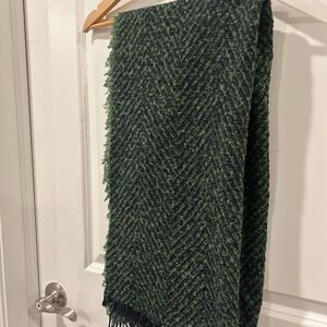 Chic Green and Navy Tweed Scarf / Wrap